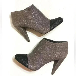 Vince Camuto Leather Black, Gray, and Silver Sparkling  Booties | Size 8.5